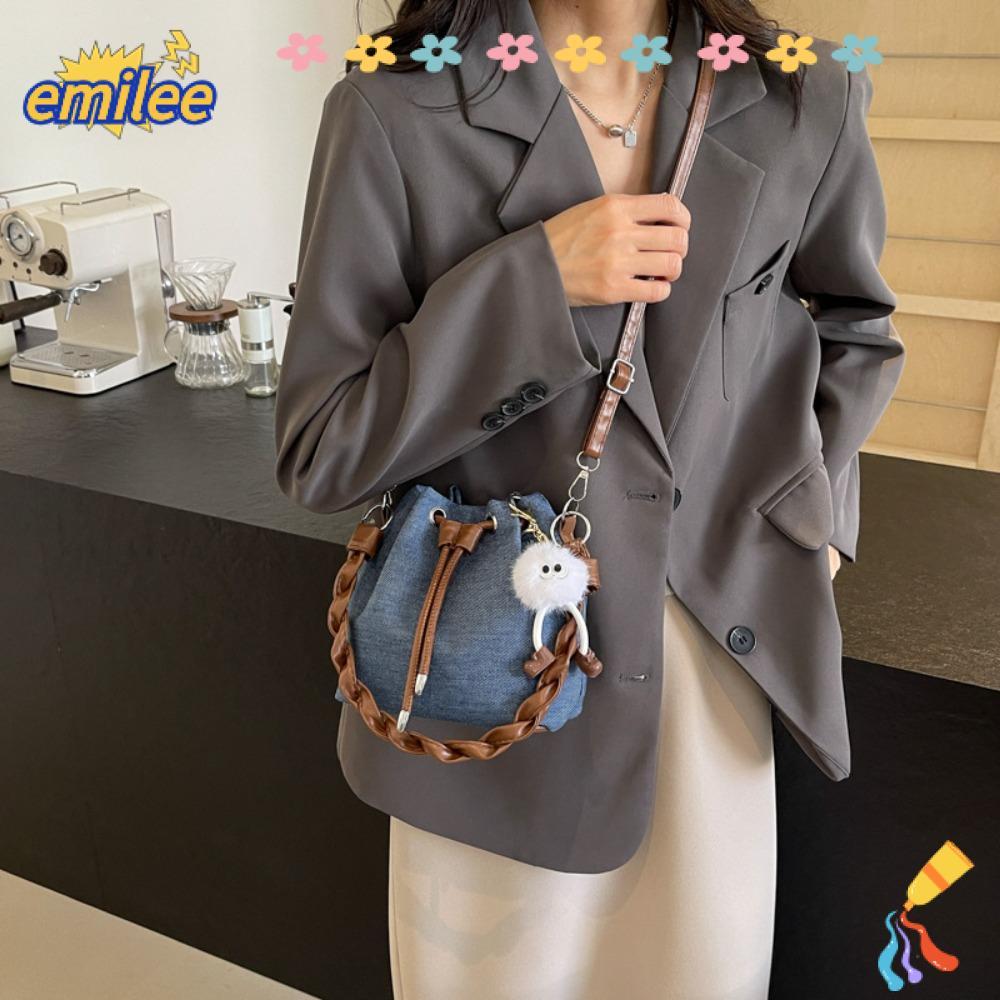 EMILEE กระเป๋าสะพายไหล่ กระเป๋าสะพายข้างทันสมัย ​​กระเป๋าถังแบบพกพาอเนกประสงค์และลำลอง ราคา ถูกที่สุด ดีลบีเคเค