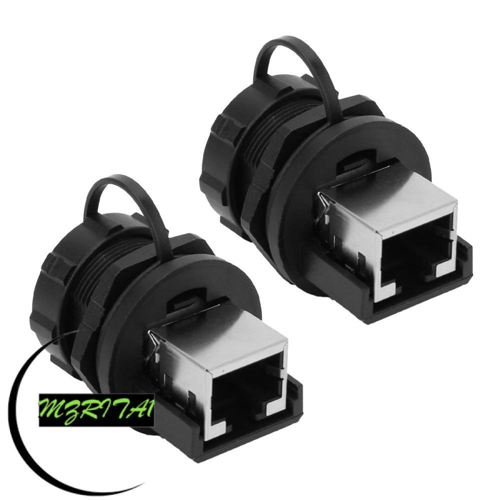 MARITA1 อะแดปเตอร์ RJ45 2 ชิ้น, IP67 RJ45-180° ขั้วต่อ RJ45, แผง RJ45 กันน้ําที่ทนทานสําหรับสภาพแวดล