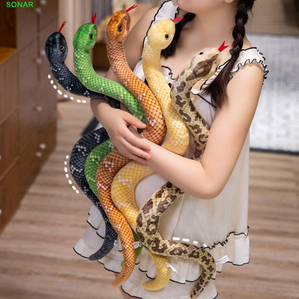 โซนาร์ จําลองงูของเล่นตุ๊กตางูน้อยปีงู น่ารักปลอมอนาคอนดาประดิษฐ์ สีสันสดใส โบอา