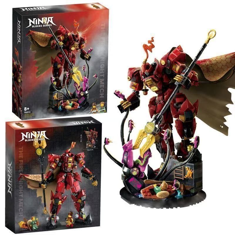 เข้ากันได้กับ Lego Phantom Ninja Mecha 71846 Kais Flame Knight Mecha ชายอาคารบล็อกของเล่นสไตล์ใหม่ w