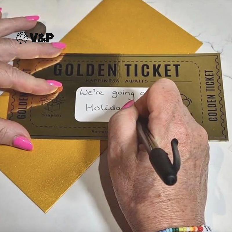 V&P 1 ชุด Deluxe Golden Tiet Surprise Scratch Off Card Christmas Surprise เปิดเผยการ์ด Scratch Off T