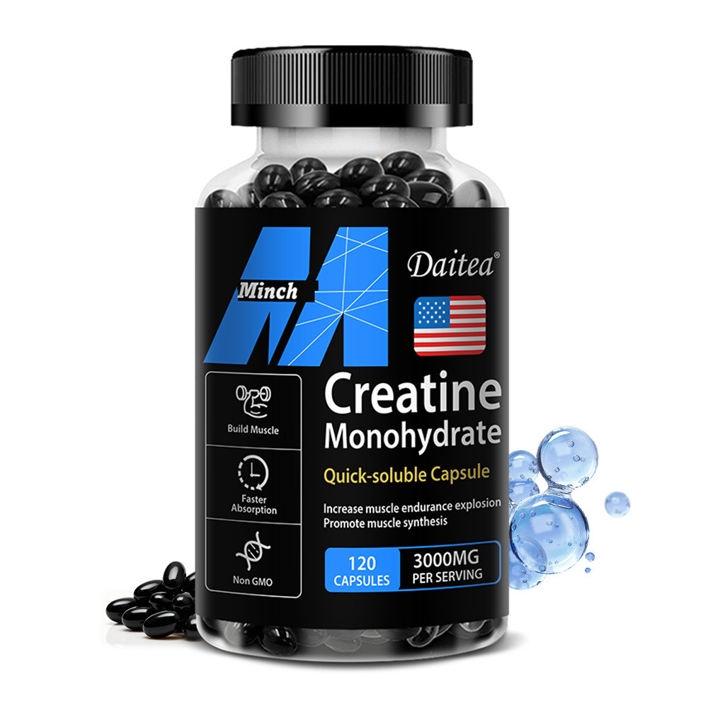 Daitea Creatine Monohydrate Capsules อาหารเสริม เครื่องดื่มฟื้นฟูครีเอทีนหลังผ่าตัด ให้ปริมาณที่แม่นยําและมีประสิทธิภาพเพื่อเพิ่มสมรรถภาพกรีฑา