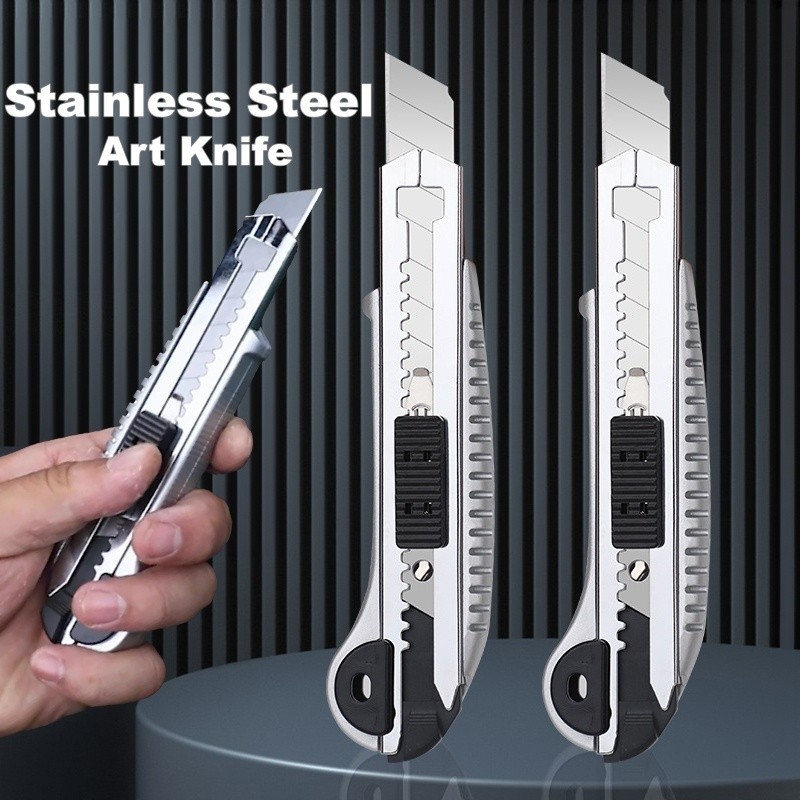 Knife Box Cutter Retractable Heavy Duty Knife,Blade Storage Design 5PCS Blades Build In Professional