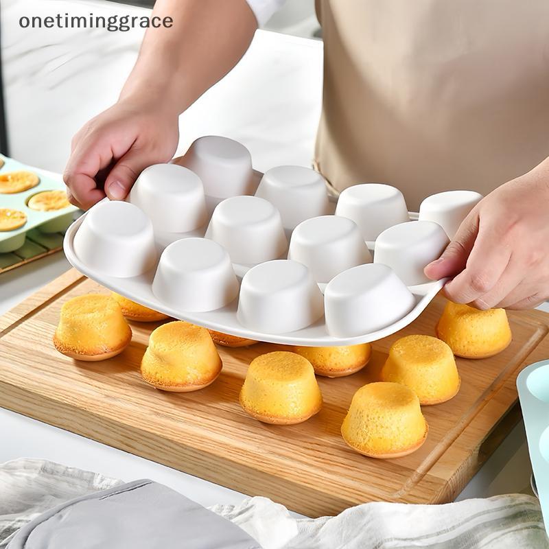 Onetiminggrace 12/24 หลุมซิลิโคนเบเกอรี่แม่พิมพ์สําหรับเบเกอรี่ 3D Bakeware ช็อกโกแลตรอบทรงกลมแม่พิมพ์ Cupcake Pan เค้ก DIY มัฟฟินครัวเครื่องมือ OMA