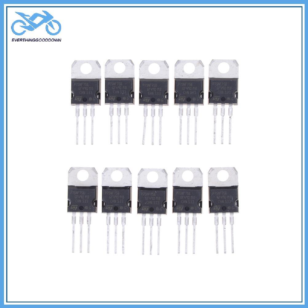 EVER 10PCS P75NF75 P75N75 STP75NF75 TO-220 ทรานซิสเตอร์เดิม TH