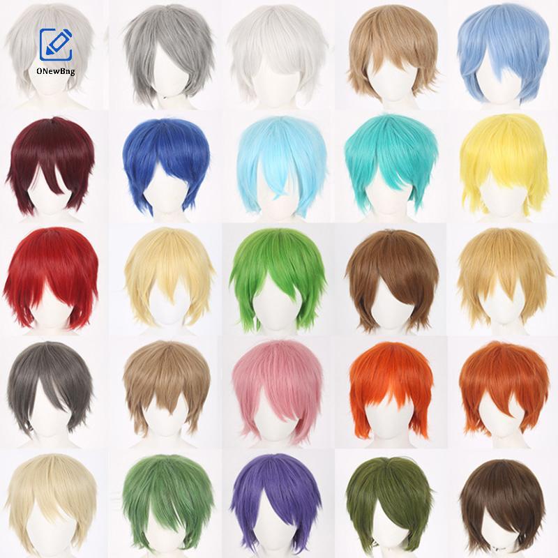 ใหม่สากลสังเคราะห์ที่มีสีสันสั้นธรรมชาติคอสเพลย์วิกผมผู้ชายผมพรรคทรงผมต่อผม Bng