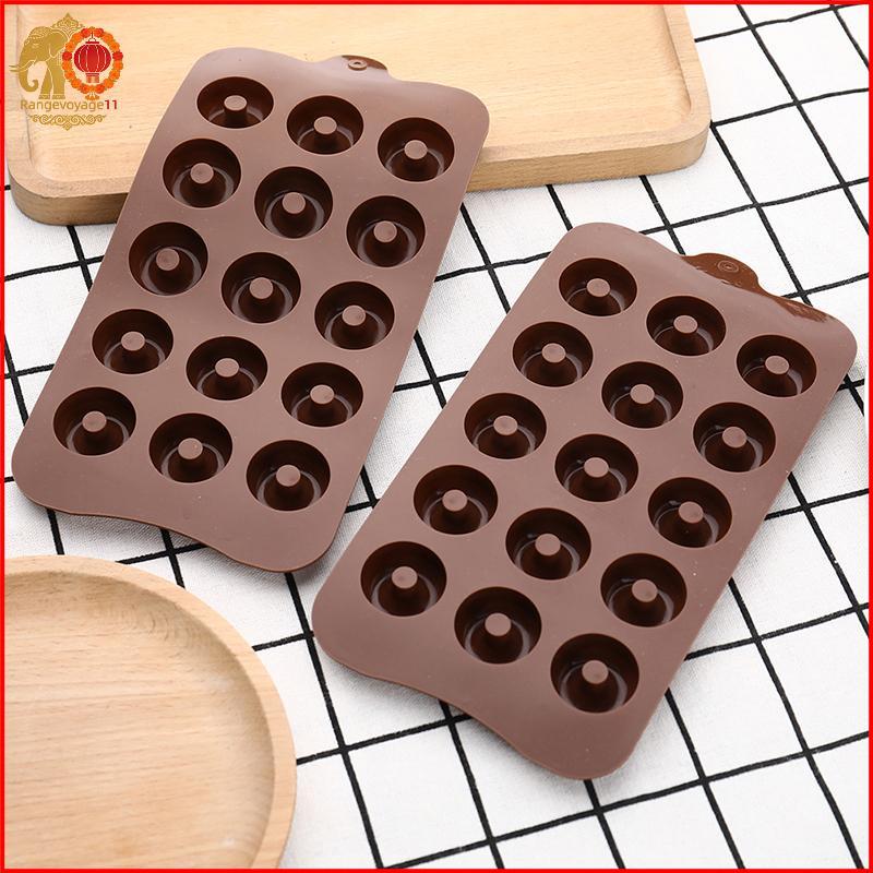 [RG1] 3D โดนัทซิลิโคนแม่พิมพ์ Gummy 15 ช่องโดนัทแหวน Maker ช็อกโกแลตลูกอมคุกกี้ Mould เครื่องมือห้อง