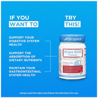 Life Space Shape B420 Probiotic 60 Capsules บี420 โปรไบโอติกช่วยระบบย่อยอาหาร ระบบเผาผลาญ