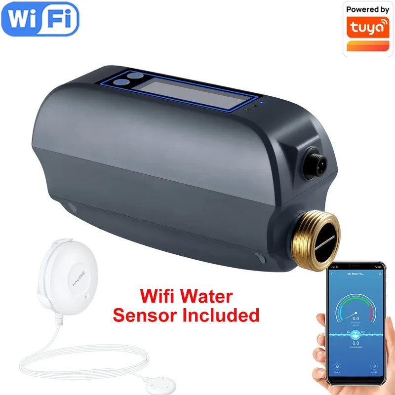 ขายร้อน Tuya สมาร์ท WiFi วาล์วน้ําปิดน้ํา Flow Meter ในตัวแบตเตอรี่ชาร์จสําหรับ DN20 3/4 นิ้วท่อเส้น