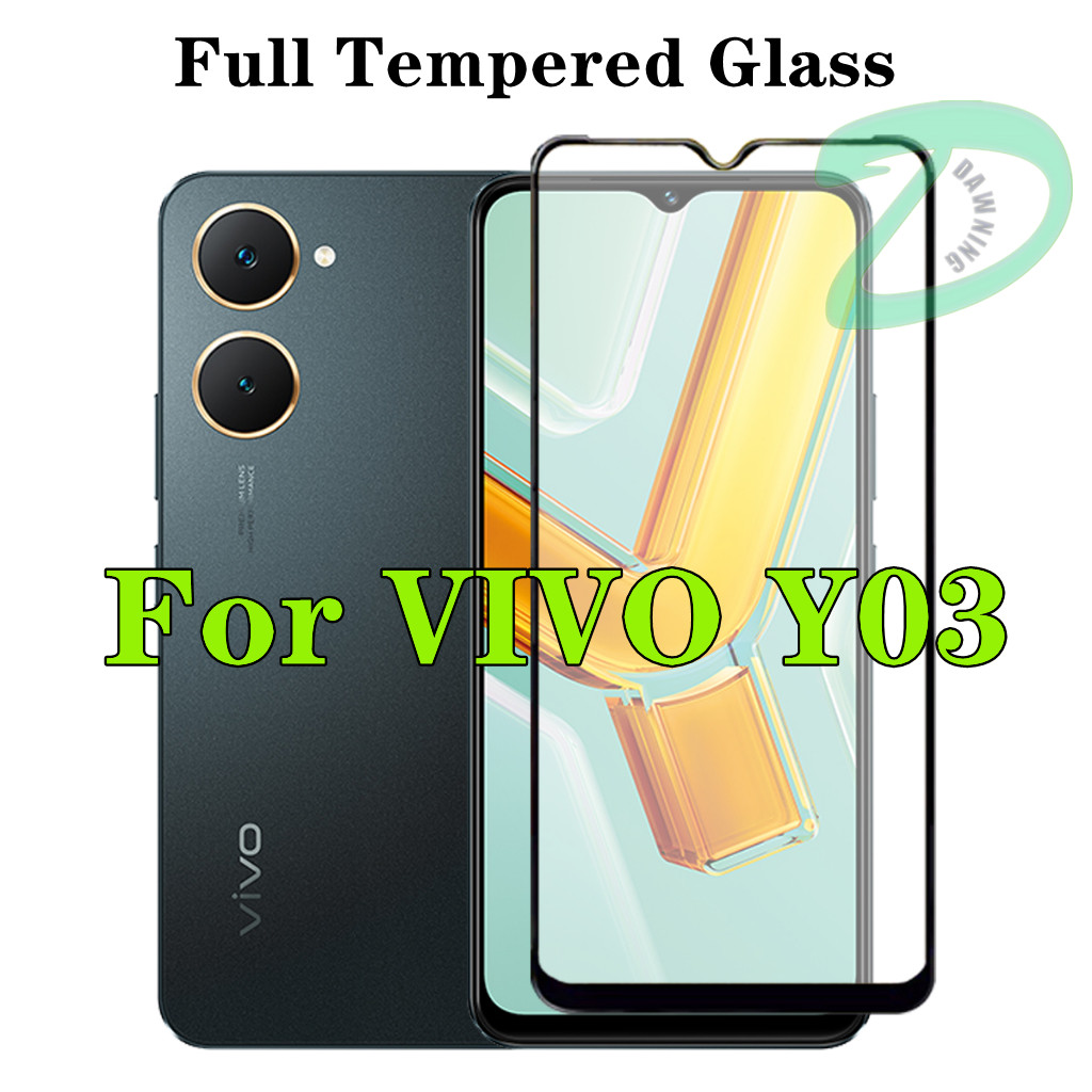 สําหรับ Vivo Y03 กระจกนิรภัยแบบเต็มหน้าจอ y03 กระจกป้องกันกาวเต็มกระจกนิรภัย T9JK