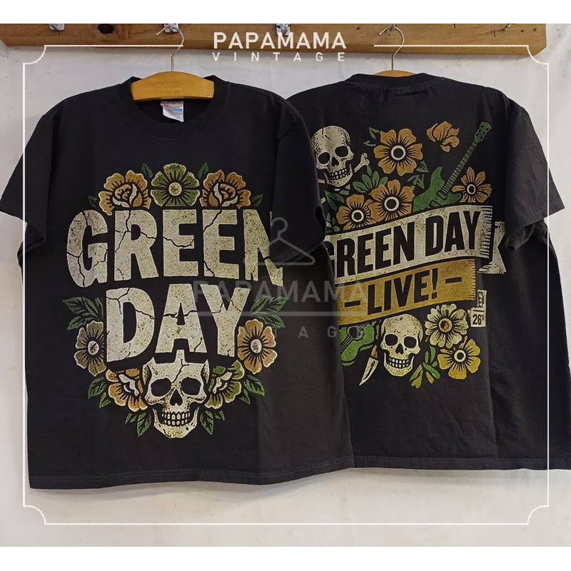 GREEN DAY LIVE! tag Hanes เสื้อวินเทจ เสื้อทัวร์ วงร๊อค papamama vintage shirt