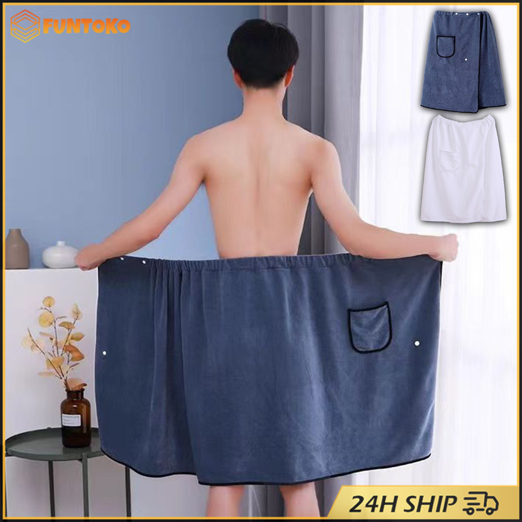 สินค้ามีคุณภาพ 70*150ซม.ชุดเสื้อคลุมอาบน้ำผู้ชาย ผ้าเช็ดตัว กระโปรงเสื้อคลุมอาบน้ํา ขนแกะ ดูดซับน้ำได้ดี