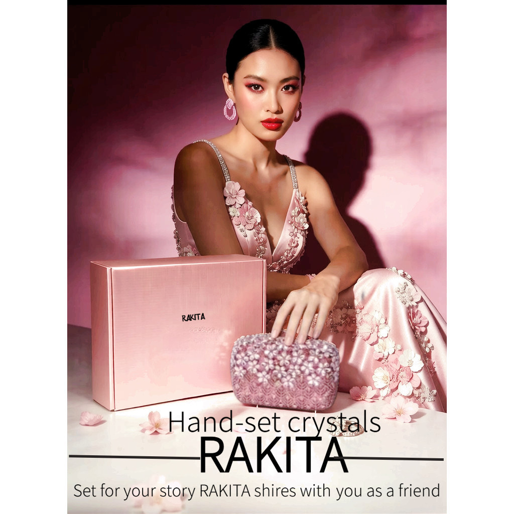 กระเป๋าหิน Clove ดอกไม้ฝัง Full Diamond กระเป๋าจัดเลี้ยงงานแต่งงานคลัทช์เพชรหญิงกระเป๋าของขวัญให้