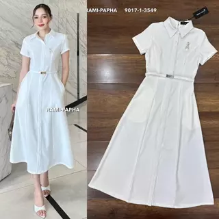 พร้อมส่ง เติม S-2XL / RM 9017 .5ขยับไซ้ เดรสคอปก **สีดำรุ่นผ้าบาง เนื้อผ้านุ่มสวมใส่สบาย Luxury Style งานสีดำ สีสุภาพ