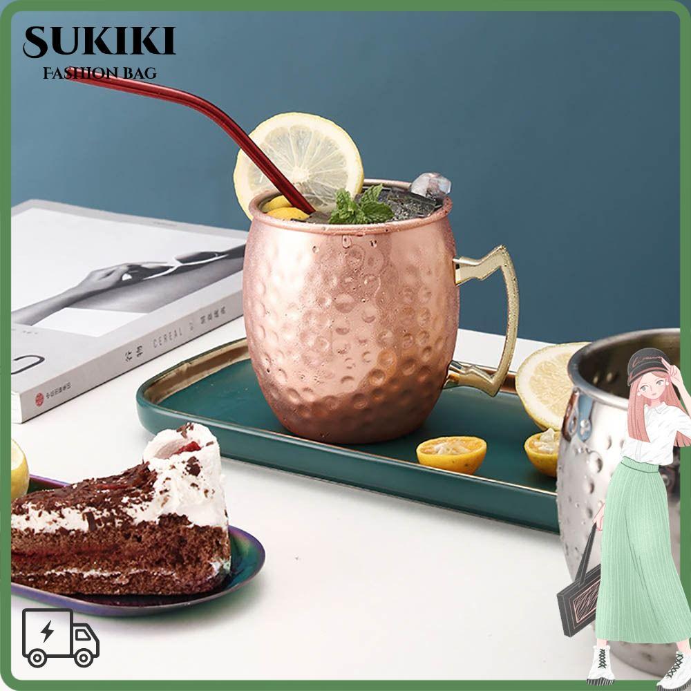 แก้ว SUKIKI ถ้วย,หนา Handcrafted ถ้วยทองแดงบริสุทธิ์,พร้อมที่จับตอกตอก Moscow Mule Smooth Moscow Mul