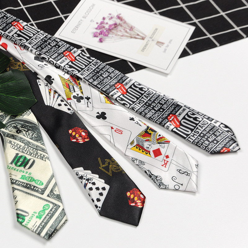 Dollar Poker Letter 5 ซม.เสื้อนักเรียน Tie ผู้ชายผู้หญิง Casual Universal All-Match ผม 3.22