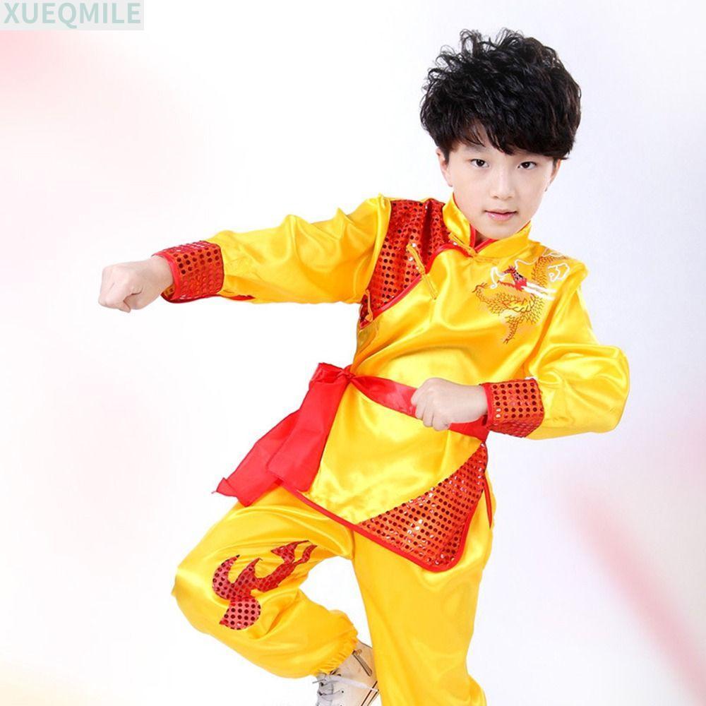 QINZHUAN Wushu เครื่องแต่งกาย, ชุดกังฟูแบบดั้งเดิม, แฟชั่นแขนยาว Wushu Performance พร้อมเข็มขัด Tai 