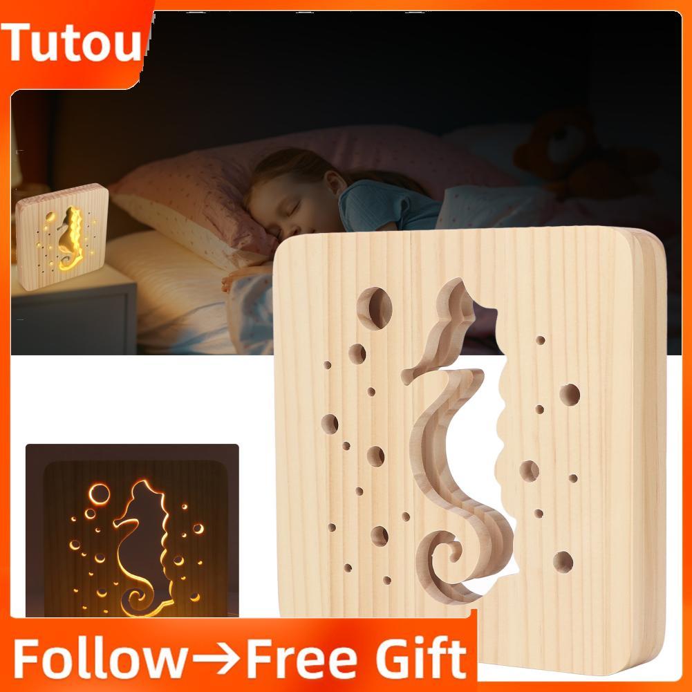 Tutoushop ไม้ 3D LED Light Hollow Design 2W Night สำหรับ Office