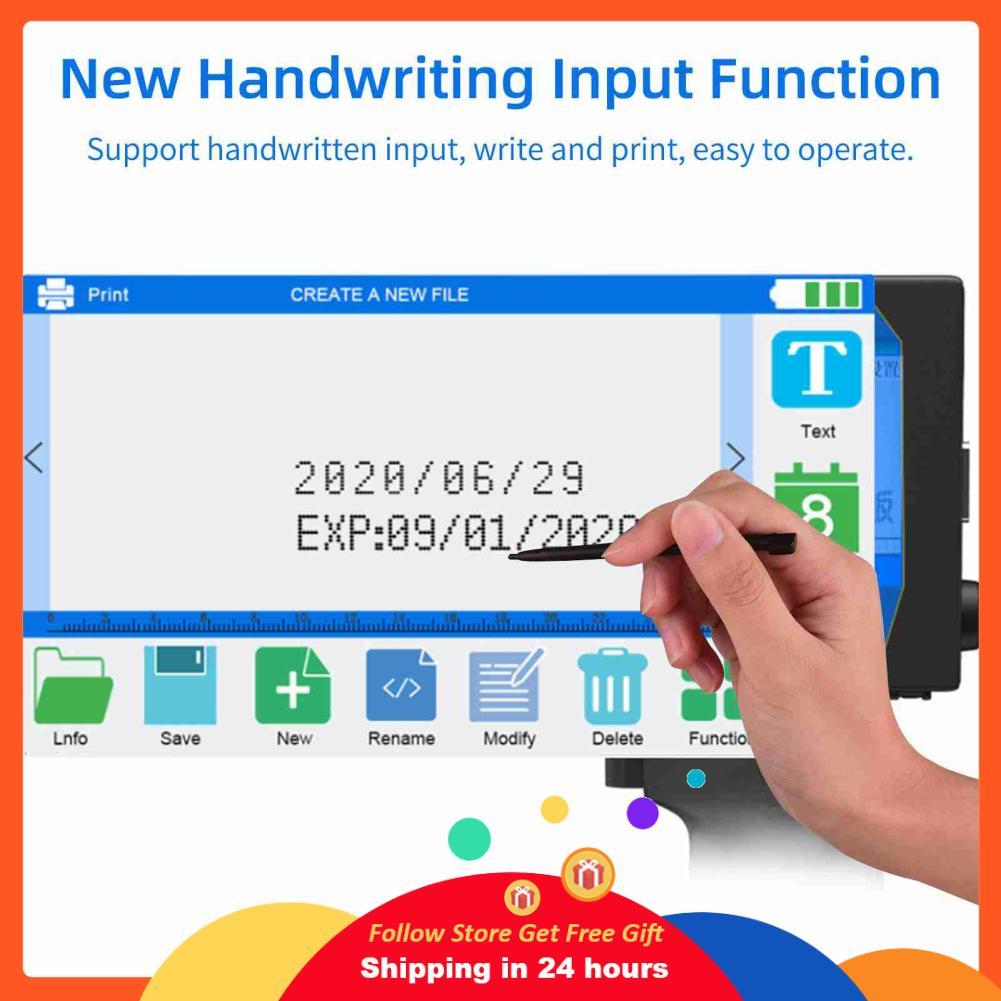 Supergoodsales YDuupxe D10 เครื่องพิมพ์อิงค์เจ็ทมือถือ 16G แบบพกพาพร้อมหน้าจอสัมผัส LED ขนาด 4.3 นิ้