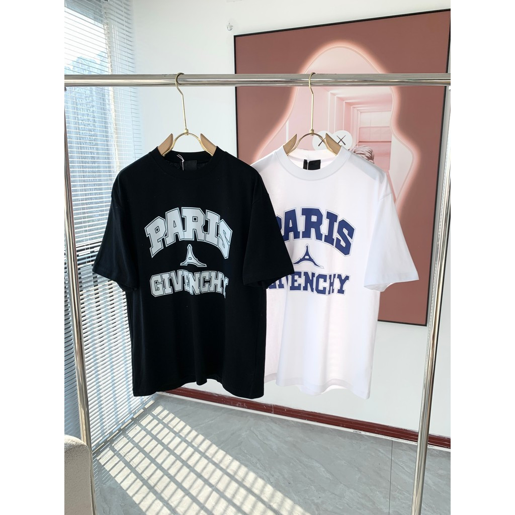 GIVENCHY/GIVENCHY 2026 ต้นฤดูใบไม้ผลิสไตล์ใหม่เสื้อยืดแขนสั้นชายหญิงคู่สไตล์พิมพ์ตัวอักษรBottomingเส