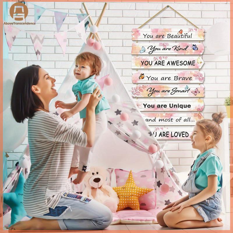 ABOVE Putuo Decor 1 ชิ้นคําคมสร้างแรงบันดาลใจไม้แขวนป้ายคุณสวยคุณเป็นประเภทของขวัญ TH