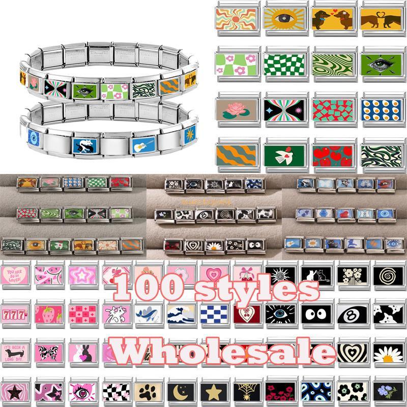 ใหม่น่ารักสุนัข Sun ดอกไม้ตา Moon Star Italian Charm Links Fit 9 มม.สร้อยข้อมือสแตนเลสผู้ชายผู้หญิง DIY ทําเครื่องประดับ