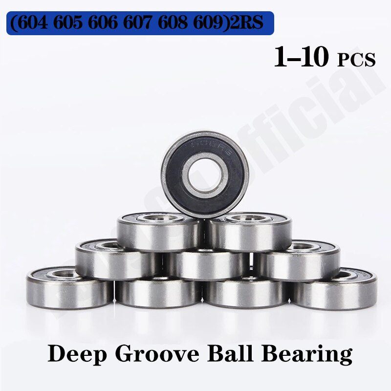 1-10pcs 604 605 606 607 608 609 2rs Rs ยางปิดผนึก Deep Groove Ball Bearing Miniature แบริ่ง