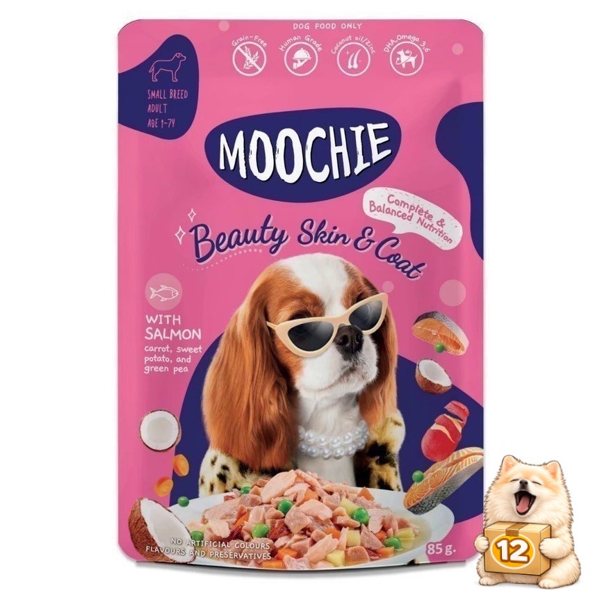 (ยกโหล 12 ซอง) Moochie มูชี่ เปียก ลูกสุนัข สุนัขโต Complete&Balanced ไม่เติมเกลือ เปียกสุนัข 70-85g รูปที่ 4