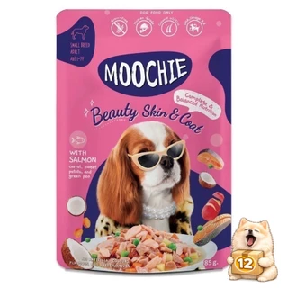 (ยกโหล 12 ซอง) Moochie มูชี่ เปียก ลูกสุนัข สุนัขโต Complete&Balanced ไม่เติมเกลือ เปียกสุนัข 70-85g