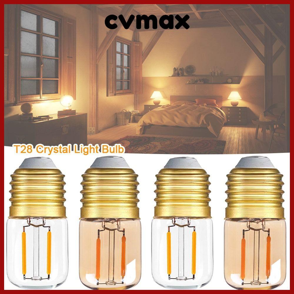 CVMAX T28 หลอดไฟคริสตัล, หลอดไส้วอร์มไวท์ LED, หลอดไฟเทียน 1W E26 E27 สว่าง