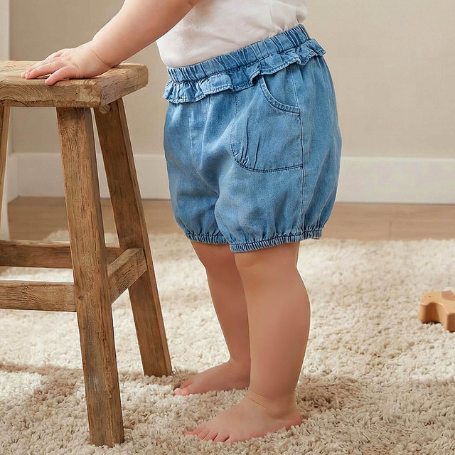 Babyshop Juniors Elasticated Denim Shorts With Ruffle Detail