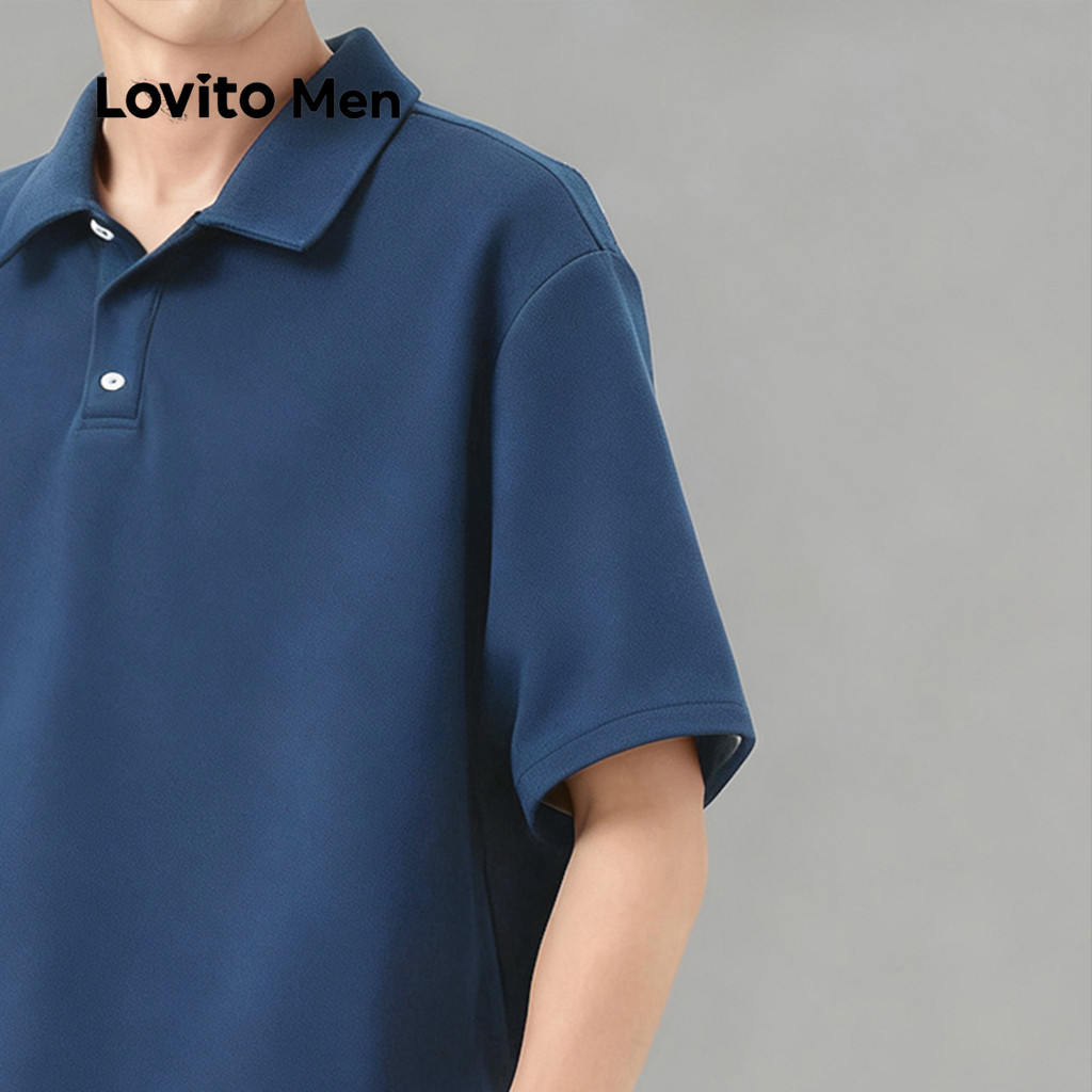 Lovito Men เสื้อโปโลลำลอง แขนสั้น ฤดูใบไม้ผลิ/ฤดูร้อน สีน้ำตาล สำหรับผู้ชาย LNE122049 ราคา ถูกที่สุด ดีลบีเคเค แกลเลอรีภาพที่ 2