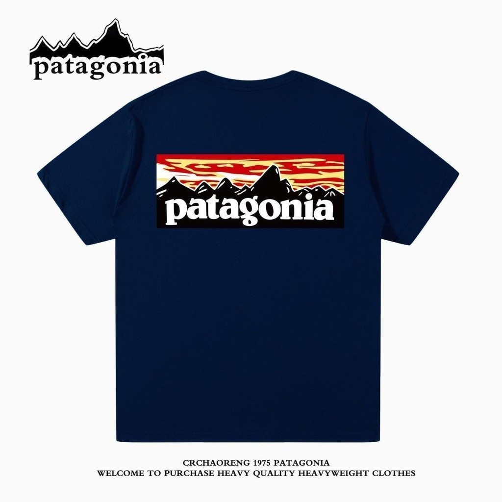 เสื้อยืด Patagonia classic Flame Mountain 24 niche Patagonia แขนสั้นผ้าฝ้ายแท้ทรงหลวม