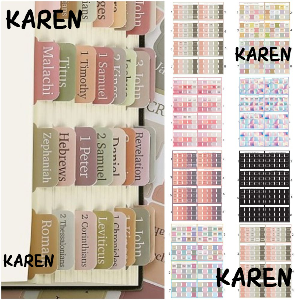KARENGOODS 120PCS Boho Bible Tabs, Laminated Multi-Color Laminated Bible Tabs, สีสันสวย Self กาวนําท