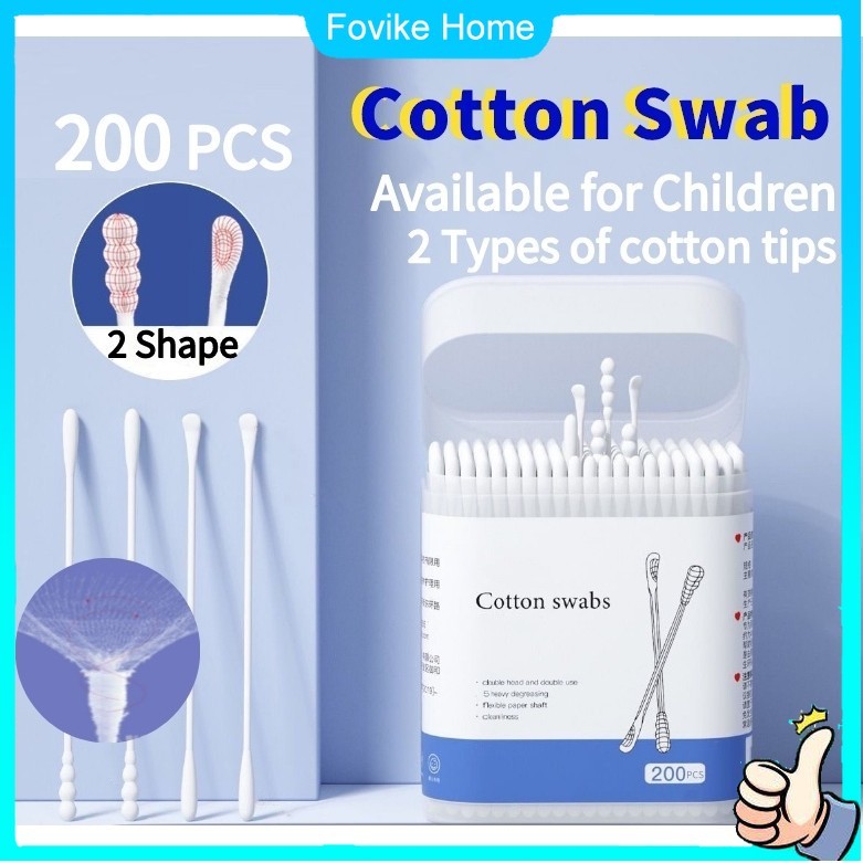 200 ชิ้น/แพ็ค Double End Cotton Buds สําหรับ Baby Cotton Swabs Thin Buds ทําความสะอาดสําลีสําลีแบบใช