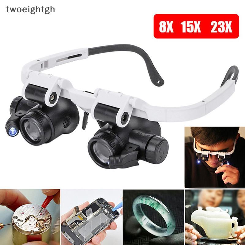 TWH 2022 8X/23X Double Eye LEDโคมไฟแว่นขยายแว่นตาแว่นขยายLoupe TH