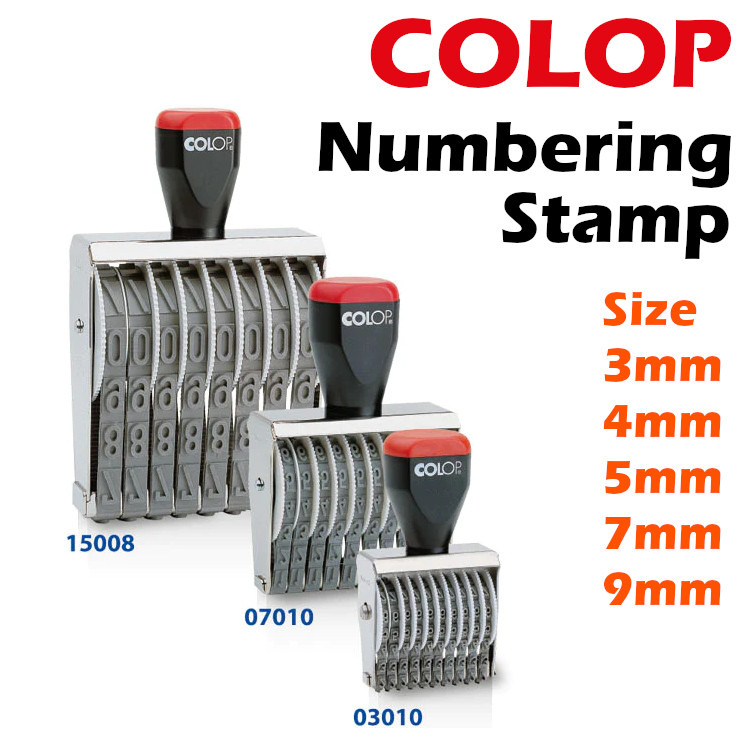 COLOP Number NUMBERING STAMP HEIGHT : 3mm 4mm 5mm 7mm 9mm 4-12 BANDS COP NOMBOR I RUBBER STAMP GETAH