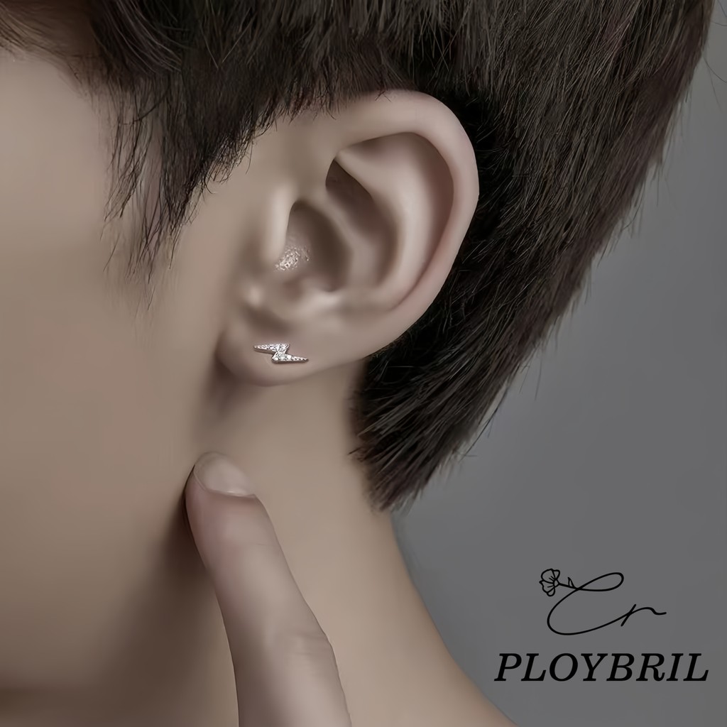 PLOYBRIL เครื่องประดับ ต่างหูสตั๊ด รูปสายฟ้า ขนาดเล็ก แฟชั่นสําหรับผู้หญิง 1 คู่ E057