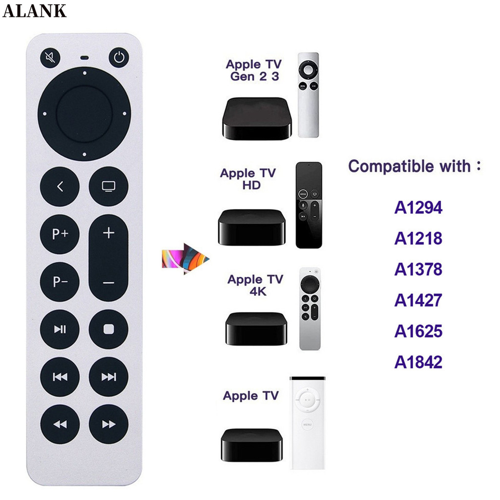 ALANK รีโมทคอนโทรลอเนกประสงค์สำหรับ Apple TV เหมาะสำหรับ Apple TV 4K A1625, A1427, A1469, A1378, A1218, A1842, A2169 สมาร์ททีวี