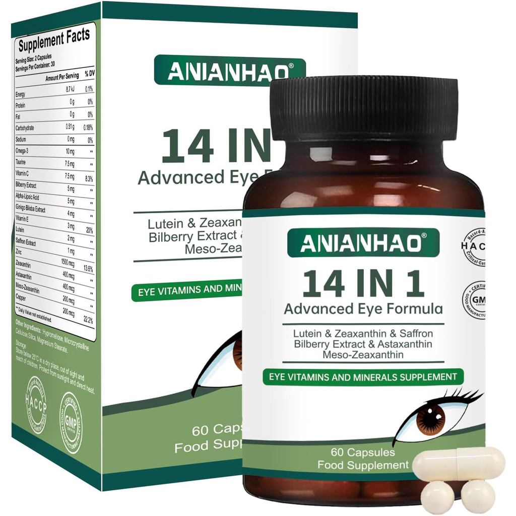14 in 1 Advanced Eye Formula Eye Vitamins, areds 2 Eye plement – Eye Vitamin and Mineral plement wit