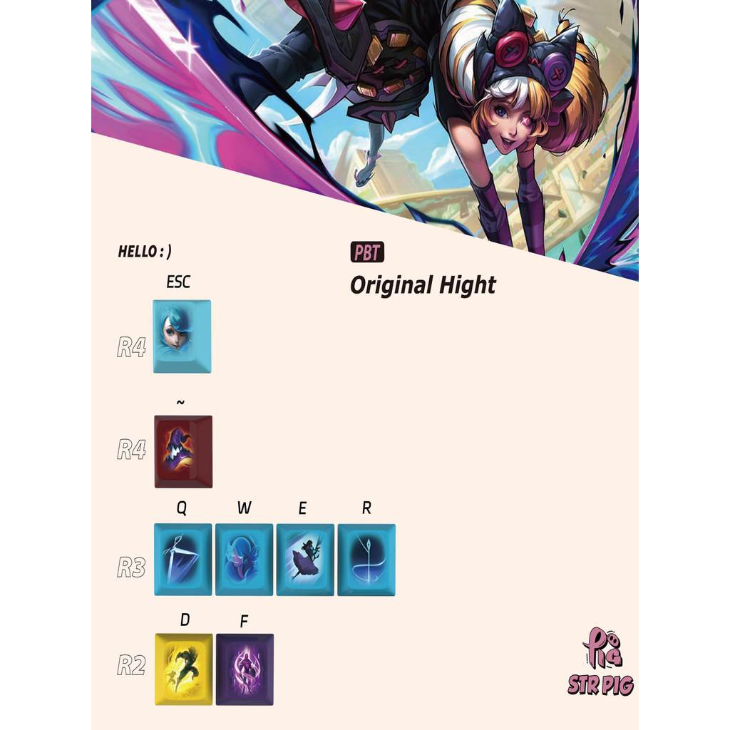 คีย์แคป คีย์แคปใส Wooting Single Keycap เกม Keycap lol Keycap Gwen PBT Keycap อาหารเสริมที่ไม่ซ้ํากั