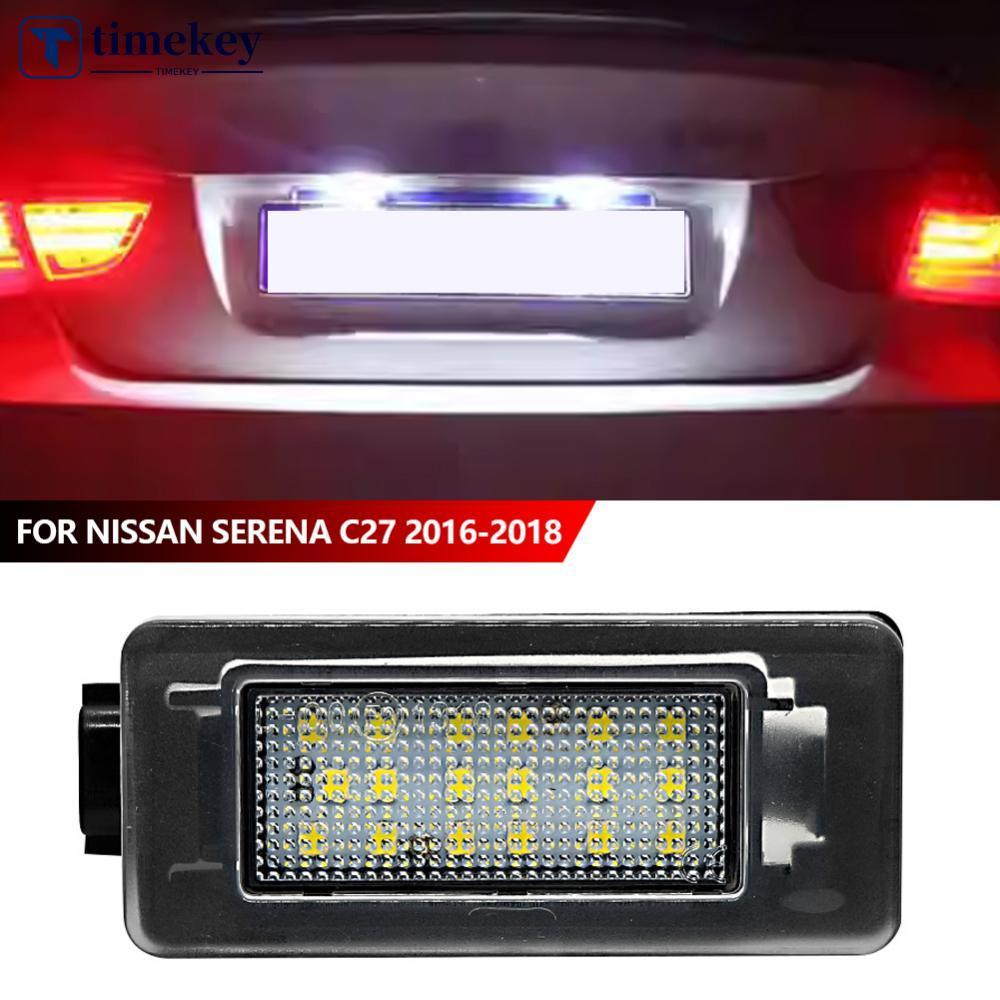 TIMEKEY 12V รถป้ายทะเบียนหลอดไฟอุปกรณ์เสริมอัตโนมัติด้านหลังหลอดไฟ LED สีขาวสําหรับ Nissan Serena C2
