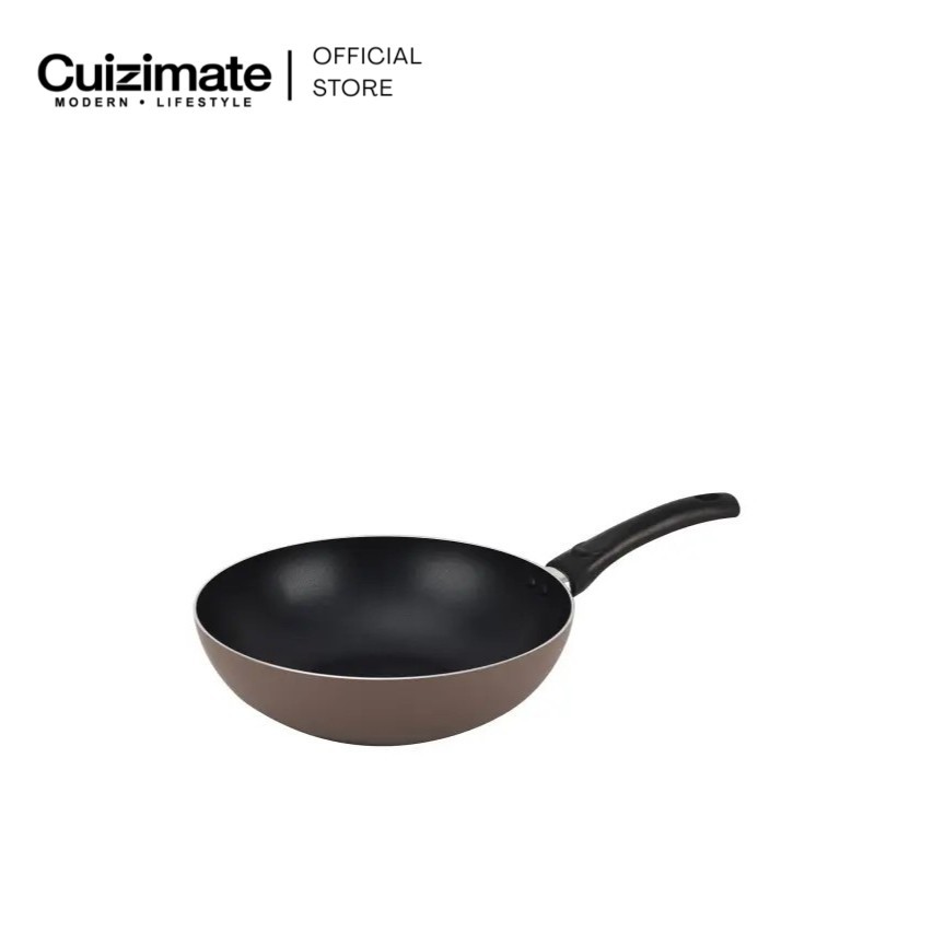 CUIZIMATE กระทะ Wok Traditional อะลูมิเนียมเคลือบ Pfluon กระจายความร้อนดี ไม่ติดกระทะ ด้าม Bakelite 