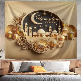 แบนเนอร์ฉากหลังอีดมุบารักแบบ 2D, 1 ชิ้น - มัสยิดอิสลาม & แบน…