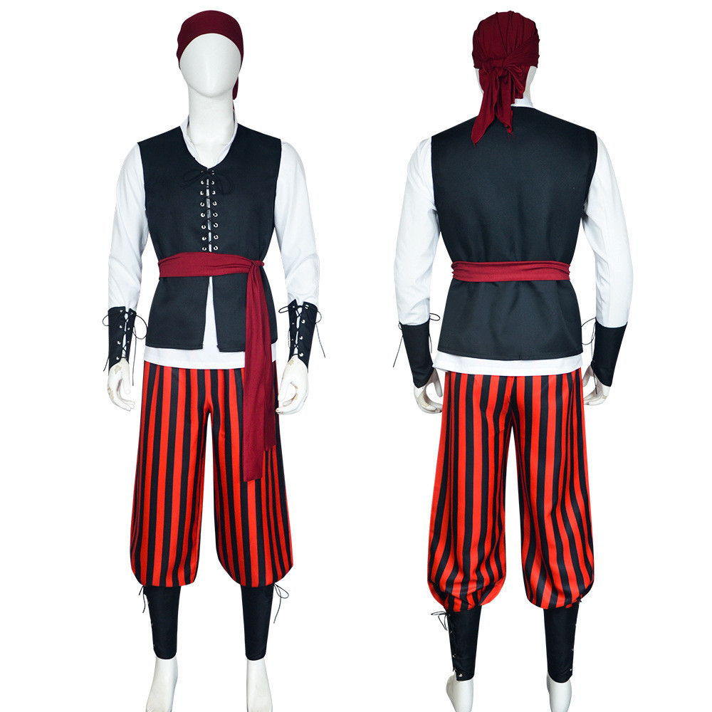 Pirate of the Caribbean cosplay costume, Jack Sparrow captain cosplay outfit, European and American 