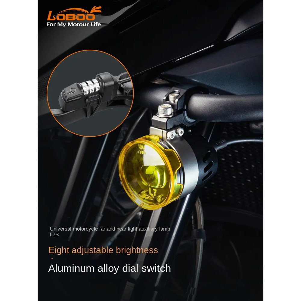 LOBOO หัวไชเท้าสปอตไลท์รถจักรยานยนต์ L7S Quick Release Super Bright LED หมอกโคมไฟ Far Light Shop โคม