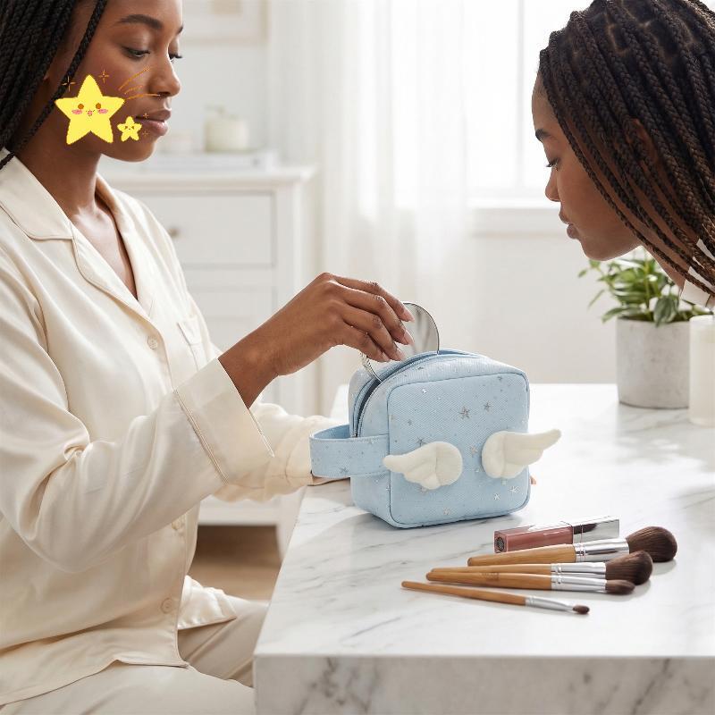 [JBTH] Print Wings Star Dots Pencil Case Y2k Desktop Storage Korean Style Pen Bag Large Capacity Sta