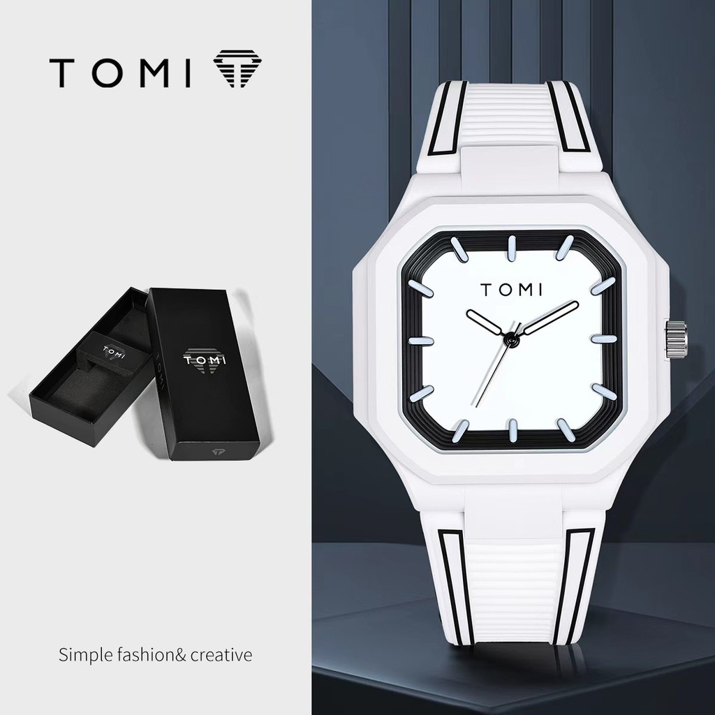 TOMI Parrot Snail Silicone Square Large Dial Silicone Couple Quartz Watch T023