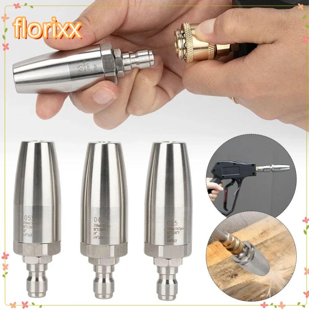 จัดส่งจากประเทศไทยFLORIXX หัวฉีดเทอร์โบ, เคล็ดลับเครื่องซักผ้าความดันสแตนเลส 3625 PSI, แบบพกพา 1/4 เชื่อมต่ออย่างรวดเร็วหมุนหัวสเปรย์สําหรับทําความสะอาดอิฐคอนกรีต