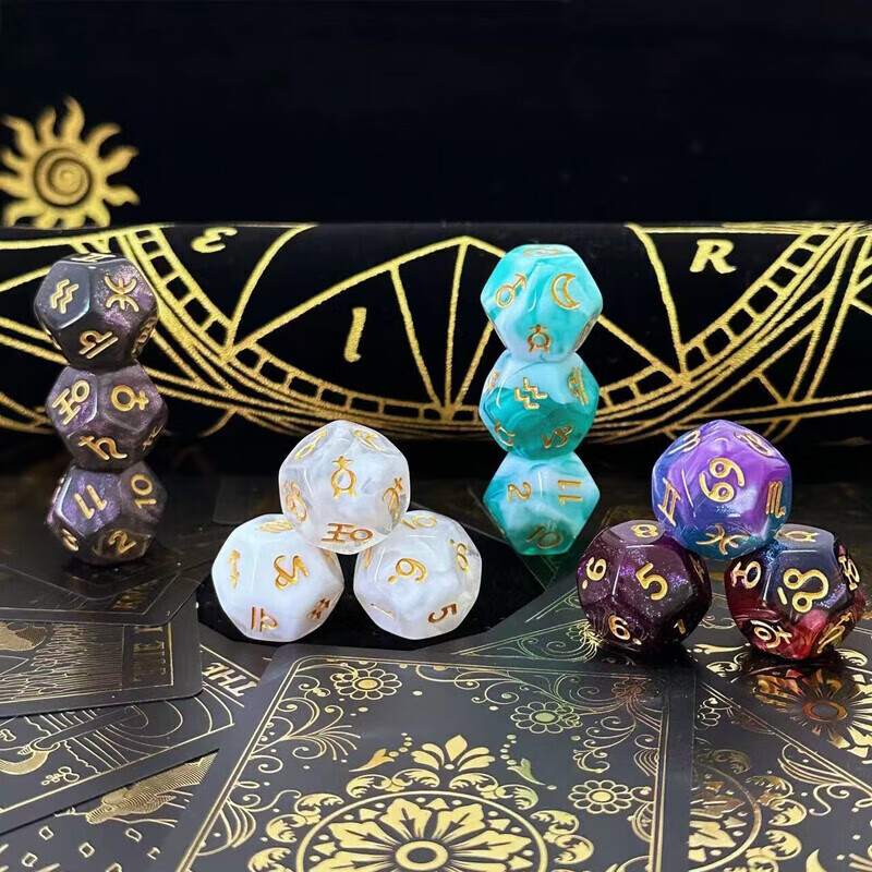 12 ด้านMulticolor Starry Skyสัญลักษณ์DICEสิบสองกลุ่มดาวDICE D12 เกมLucky StarเหยือกตะแกรงDICE2026031